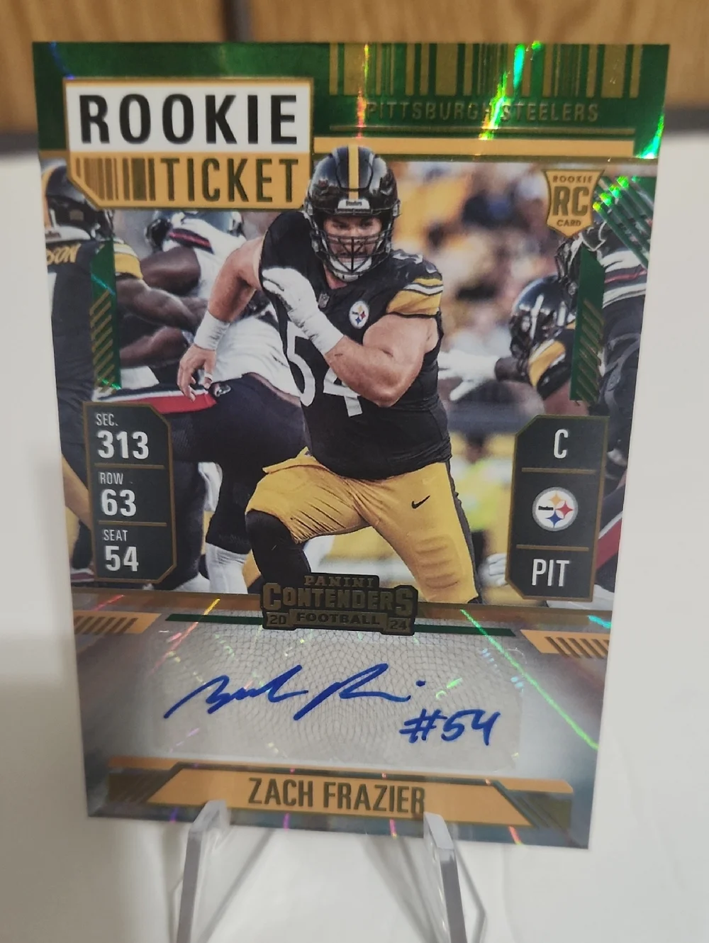 2024 Contenders Zach Frazier Rookie Ticket Green Auto (RC) Steelers #230 SP